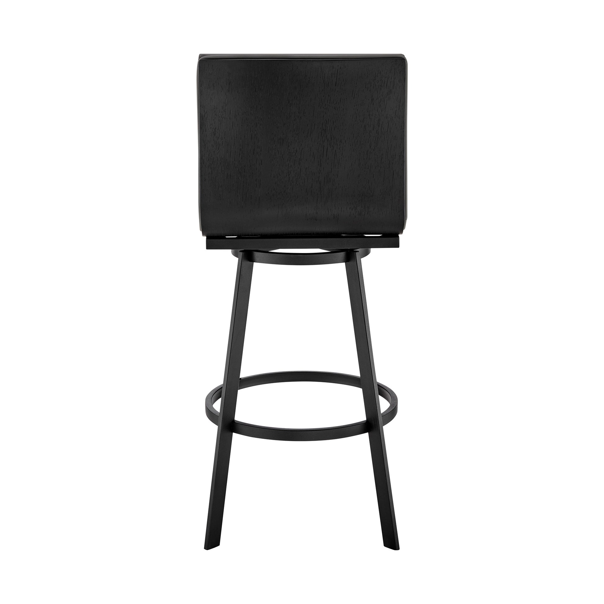 Gray & Black Faux Leather & Iron Swivel Counter Height Bar Chair