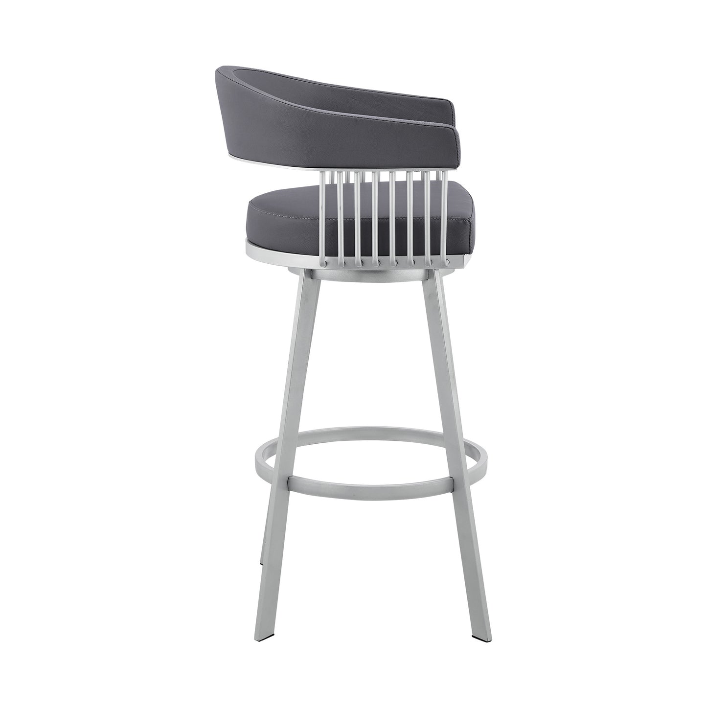 Slate Gray & Silver Iron Swivel Low Back Counter Height Bar Chair