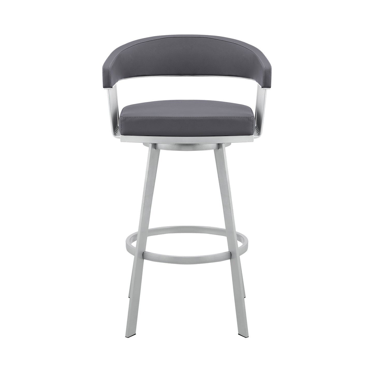 Slate Gray & Silver Iron Swivel Low Back Counter Height Bar Chair