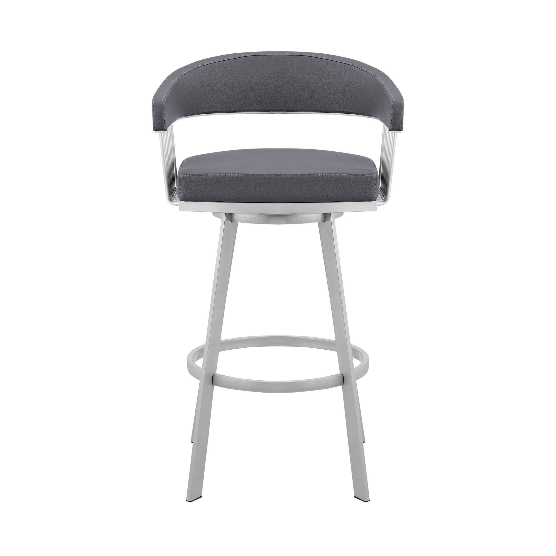 Slate Gray & Silver Iron Swivel Low Back Counter Height Bar Chair