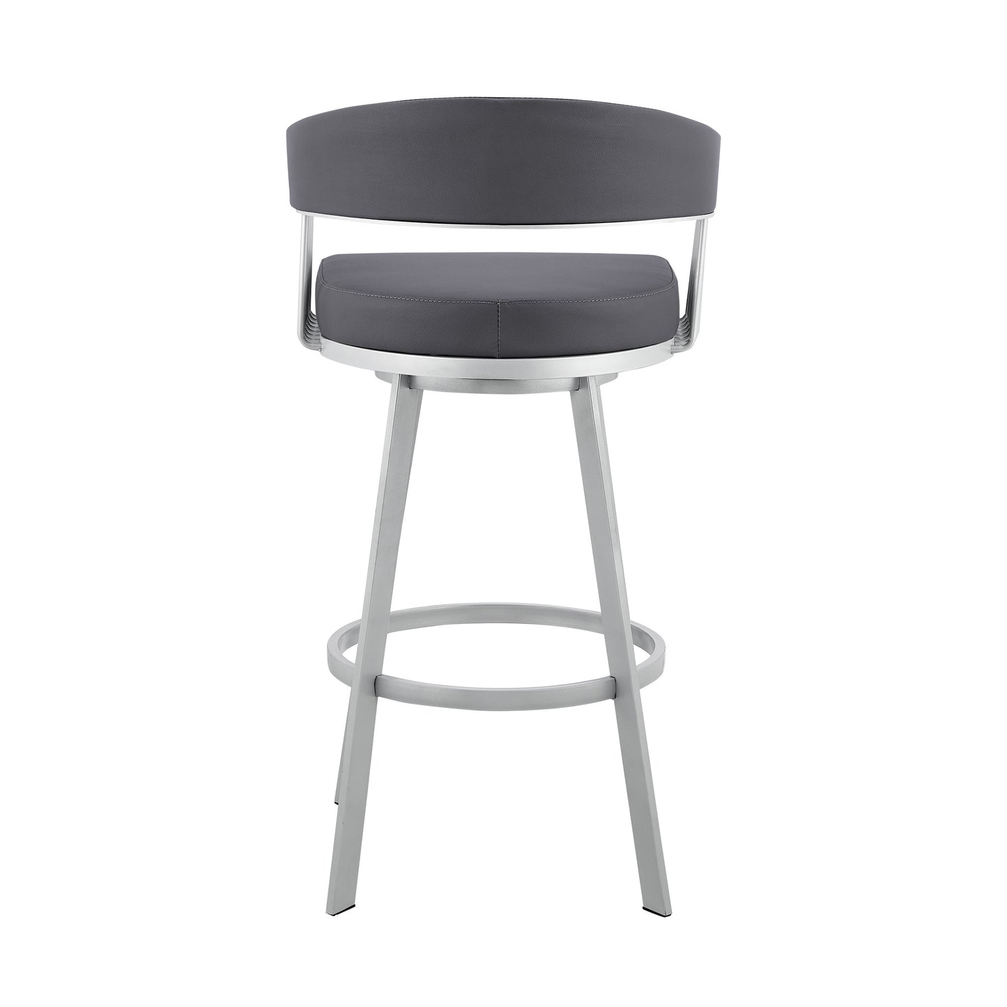 Slate Gray & Silver Iron Swivel Low Back Bar Chair