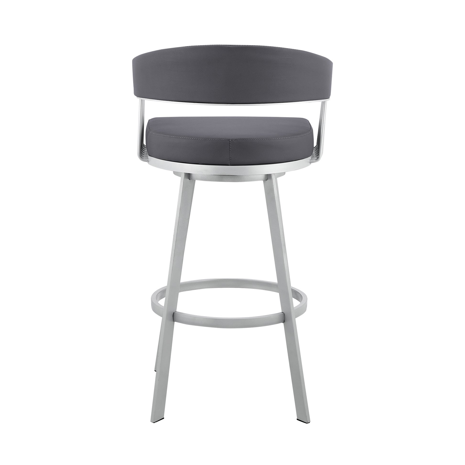 Slate Gray & Silver Iron Swivel Low Back Bar Chair