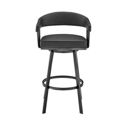 Black Fabric & Iron Low Back Bar Height Swivel Bar Chair