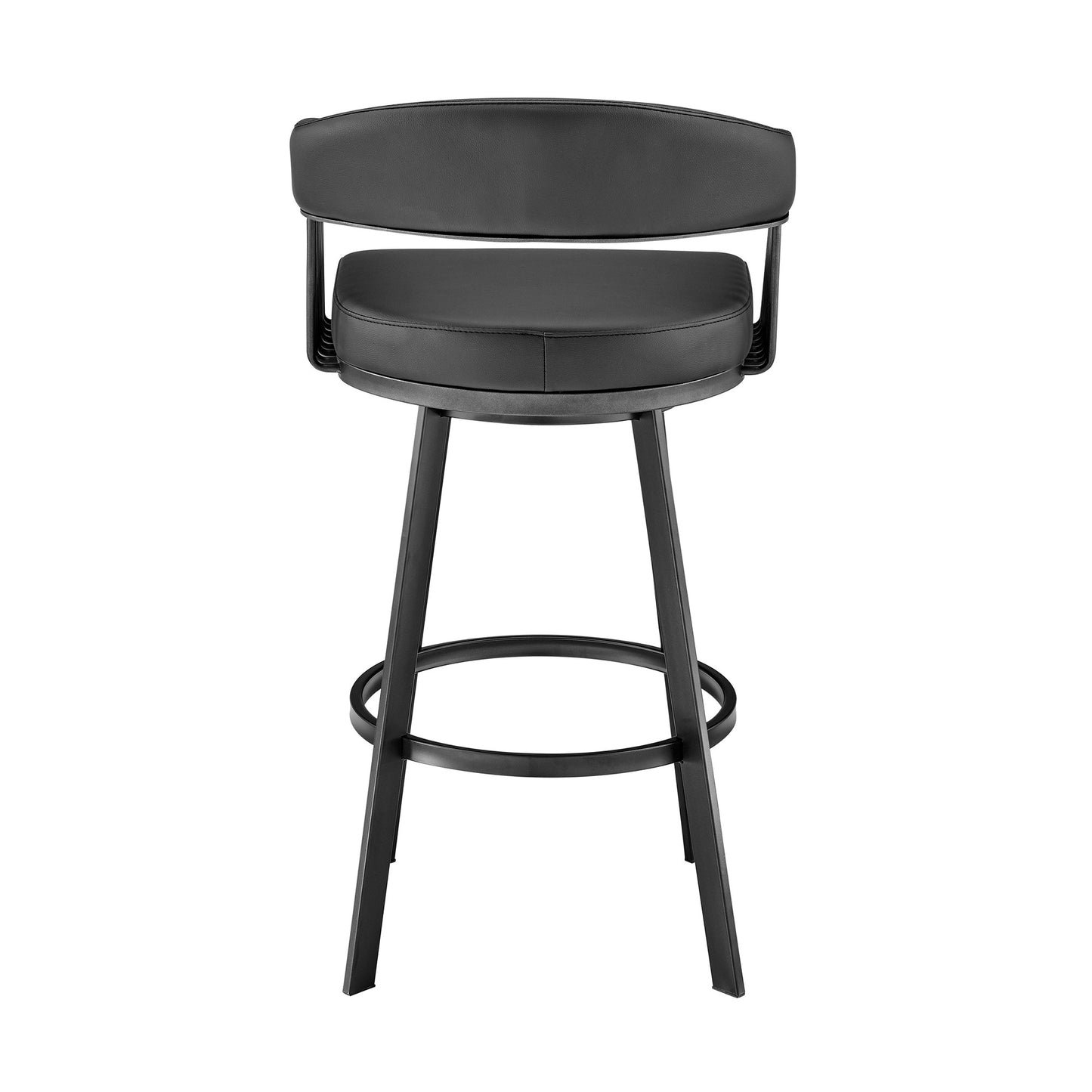 Black Fabric & Iron Low Back Bar Height Swivel Bar Chair