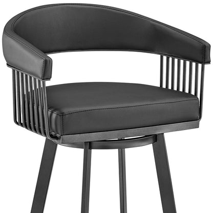 Black Fabric & Iron Low Back Bar Height Swivel Bar Chair