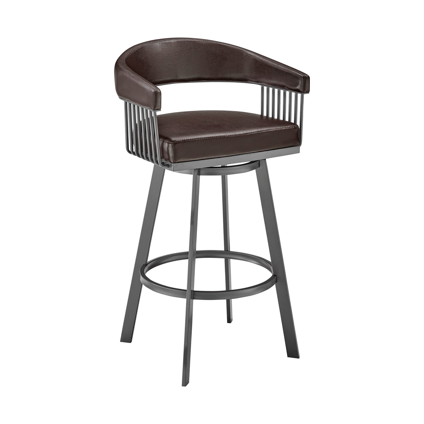 Chocolate & Gray Iron Swivel Low Back Counter Height Bar Chair