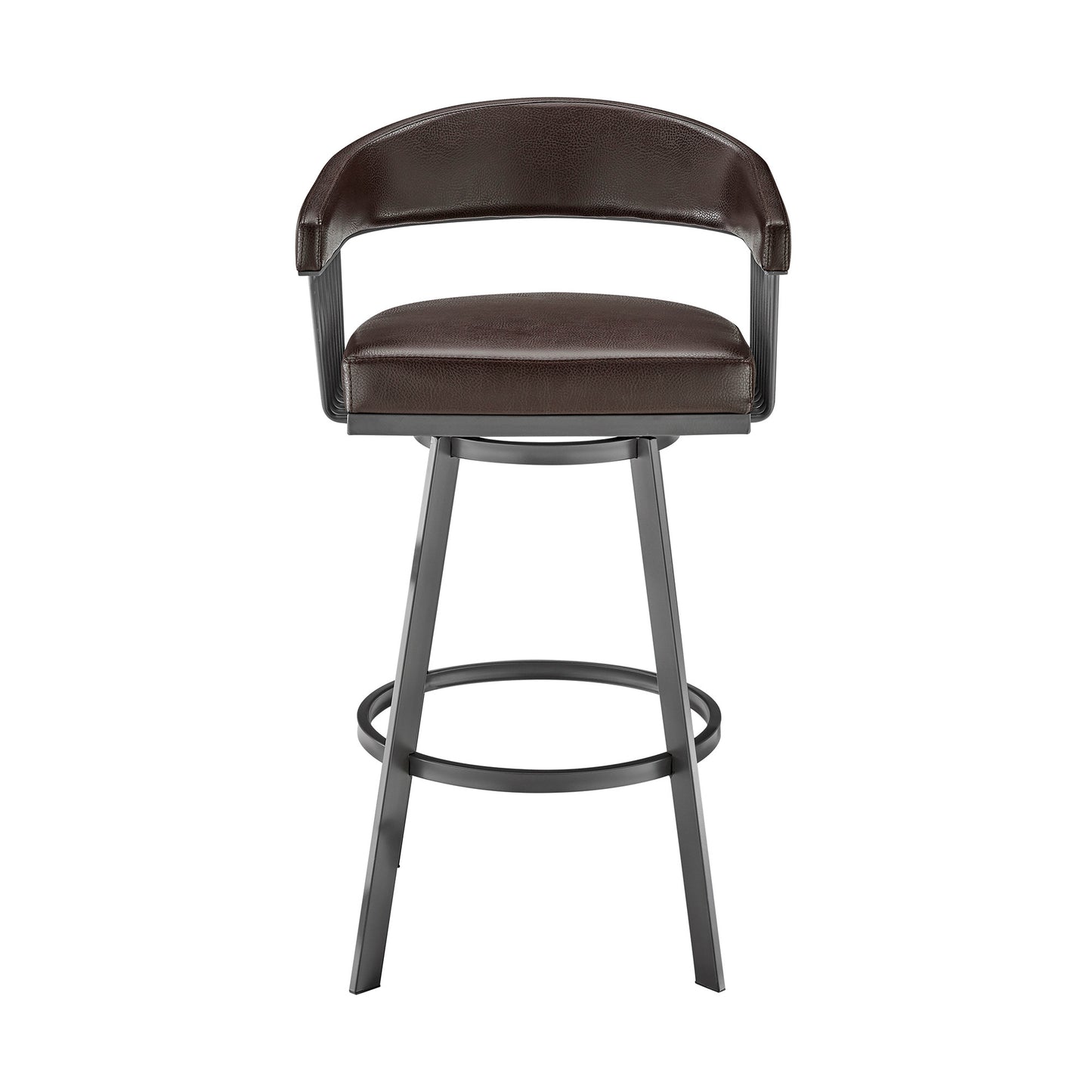 Chocolate & Gray Iron Swivel Low Back Counter Height Bar Chair