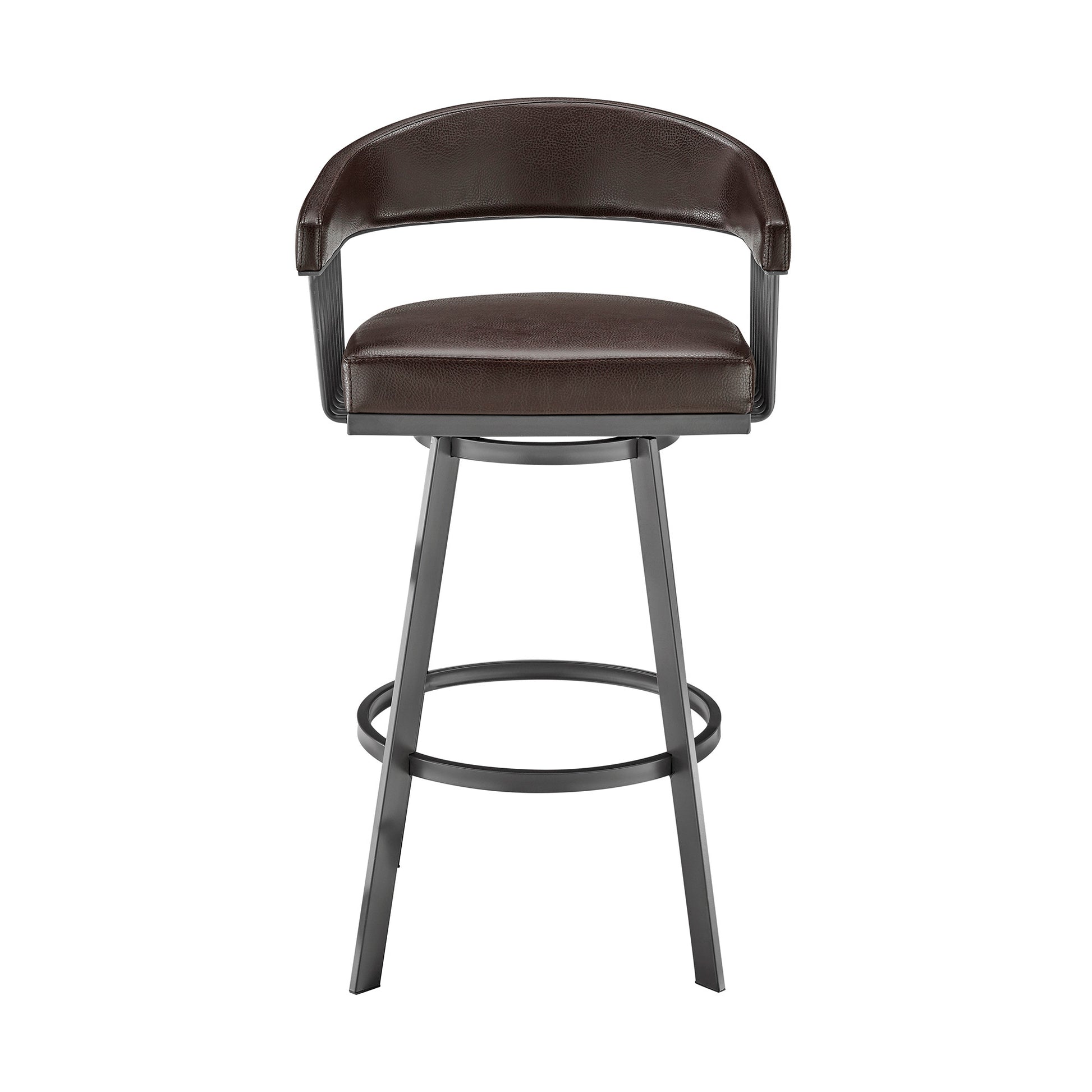 Chocolate & Gray Iron Swivel Low Back Counter Height Bar Chair