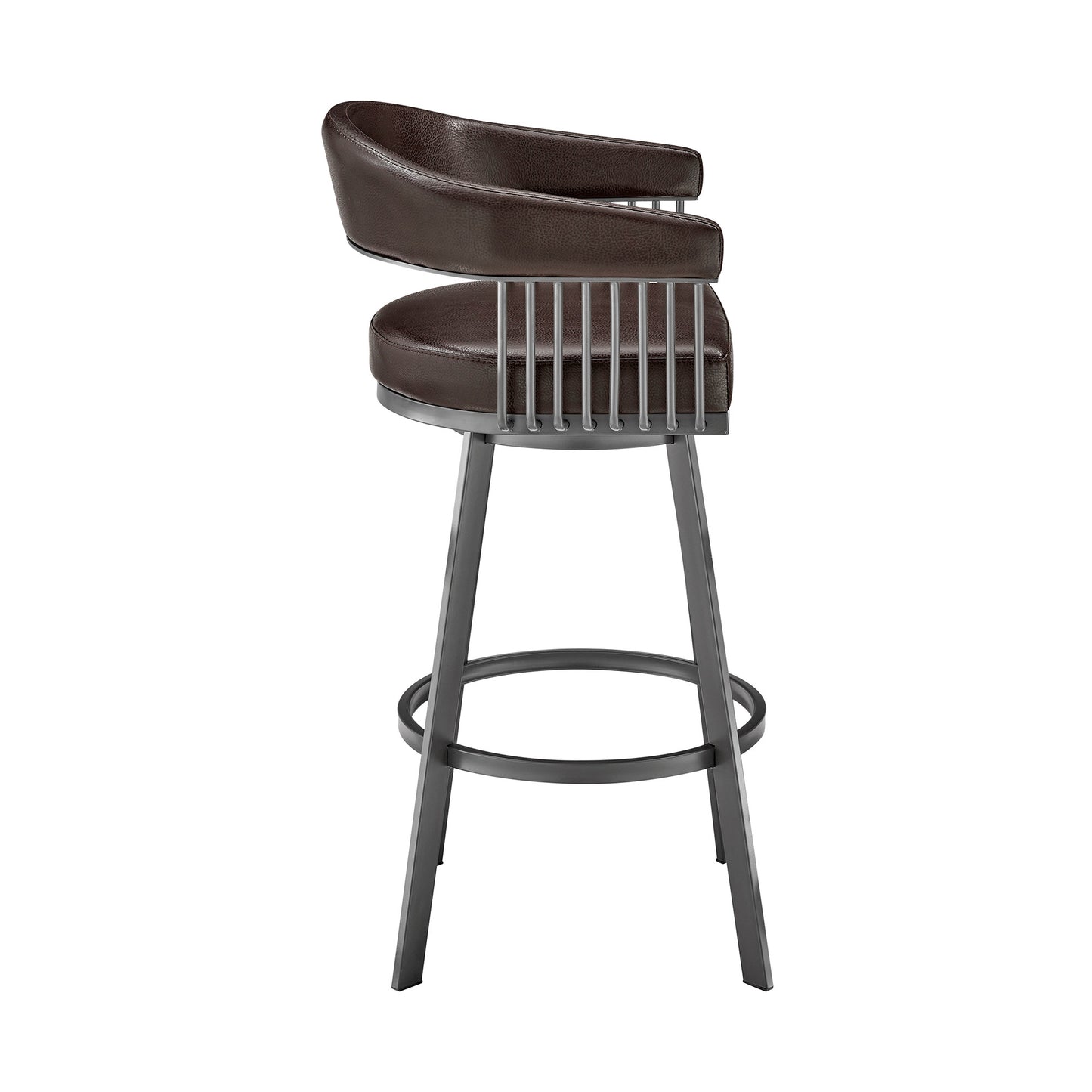 Chocolate & Gray Iron Swivel Low Back Counter Height Bar Chair
