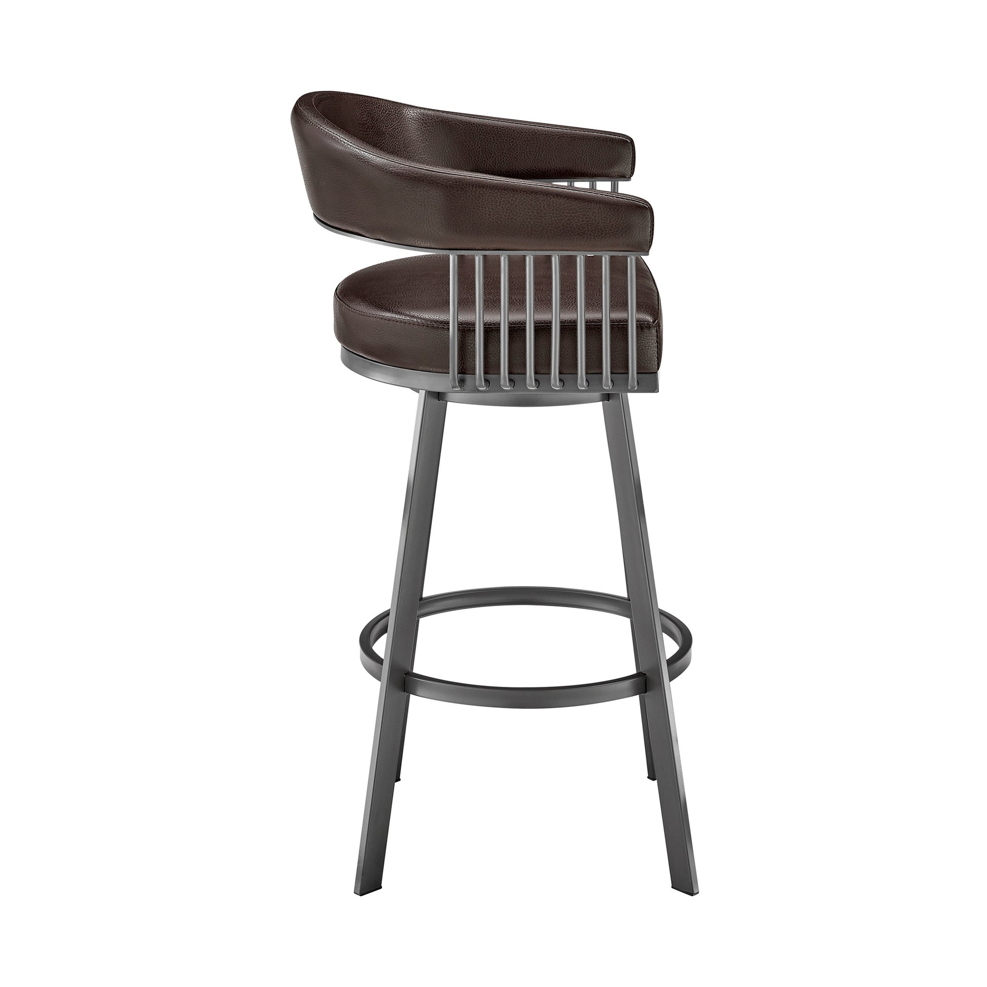 Chocolate & Gray Iron Swivel Low Back Counter Height Bar Chair