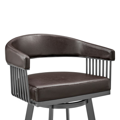 Chocolate & Gray Iron Swivel Low Back Counter Height Bar Chair
