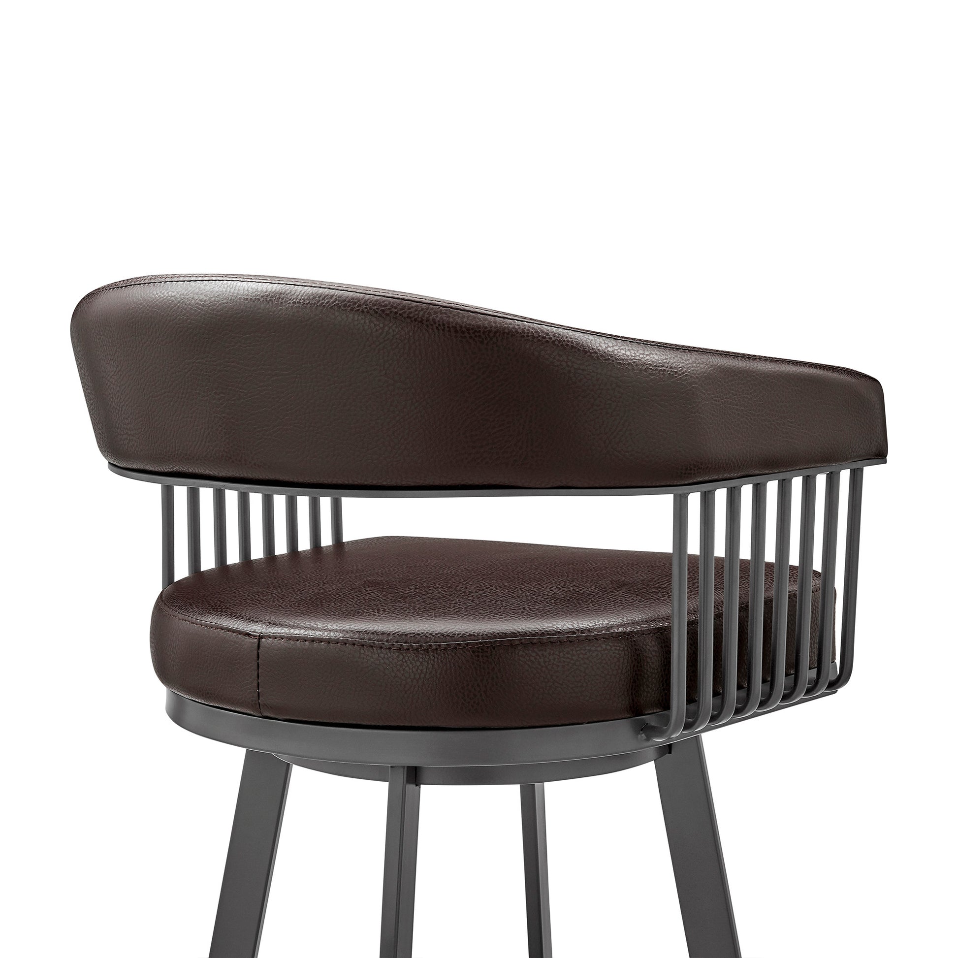 Chocolate & Gray Iron Swivel Low Back Counter Height Bar Chair