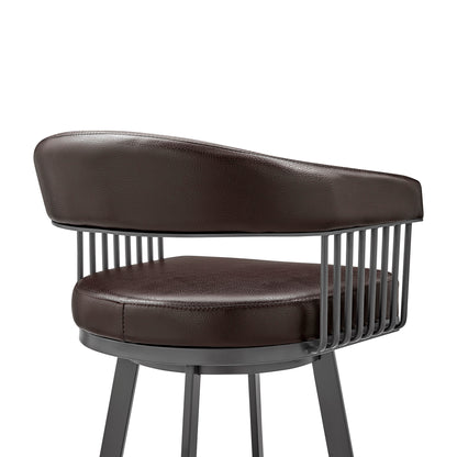 Chocolate & Gray Iron Swivel Low Back Counter Height Bar Chair
