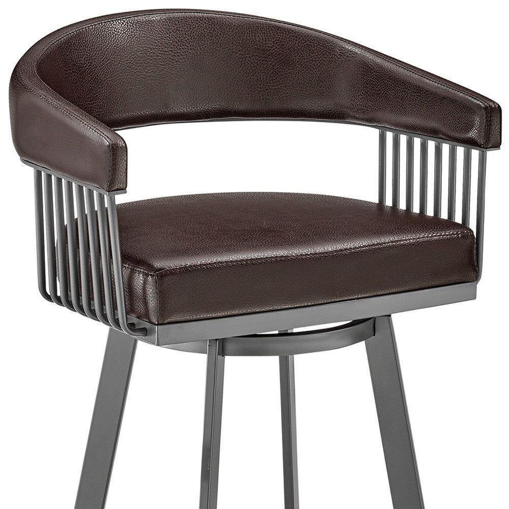 Chocolate & Gray Iron Swivel Low Back Counter Height Bar Chair