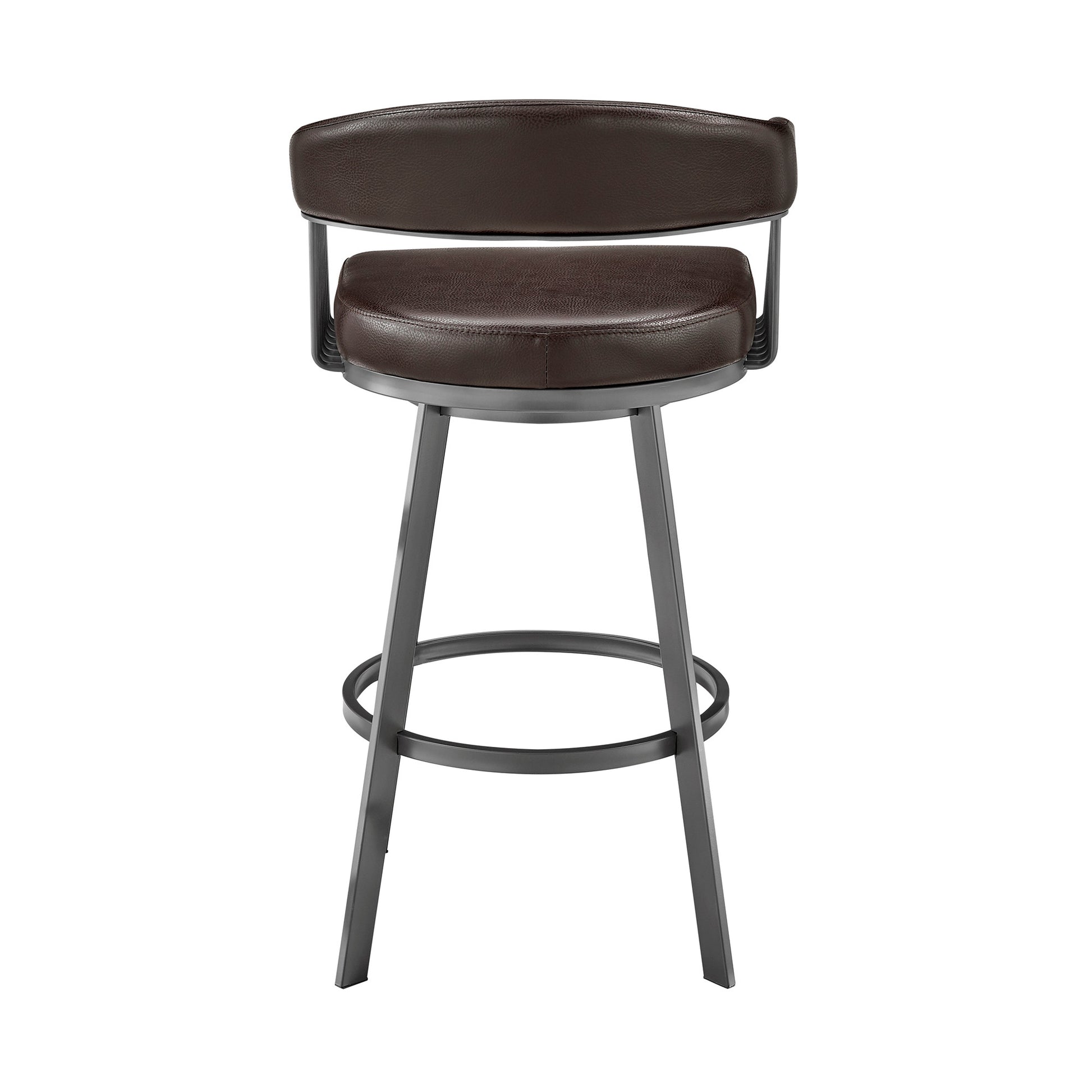 Chocolate & Gray Iron Swivel Low Back Bar Height Bar Chair