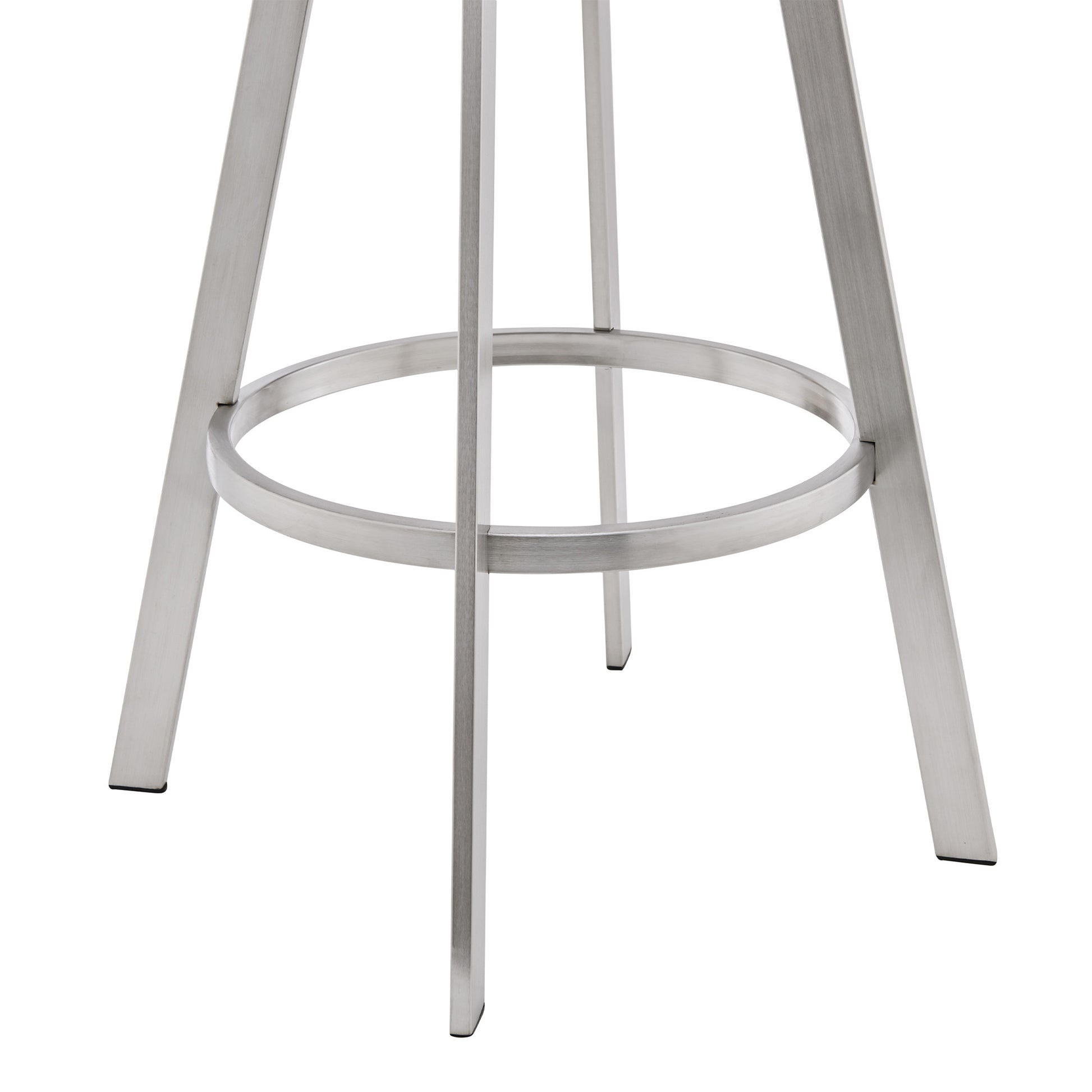 White & Silver Iron Swivel Low Back Counter Height Bar Chair