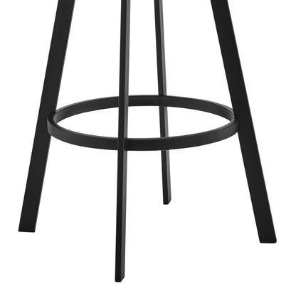 Emerson Gray & Black Faux Leather & Iron Swivel Low Back Counter Height Bar Chair