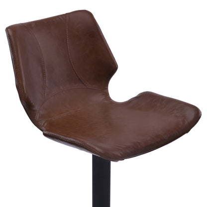 Coffee & Black Faux Leather & Iron Swivel Low Back Adjustable Height Bar Chair