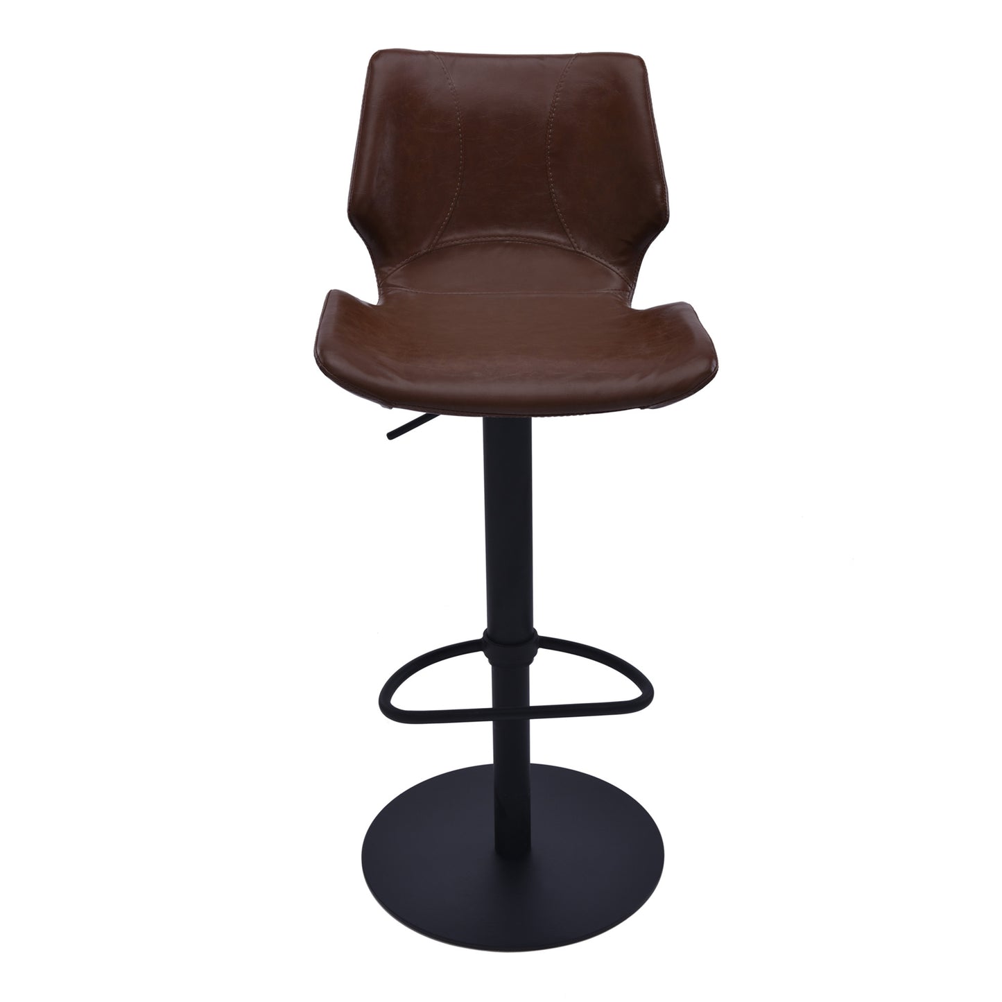 Coffee & Black Faux Leather & Iron Swivel Low Back Adjustable Height Bar Chair