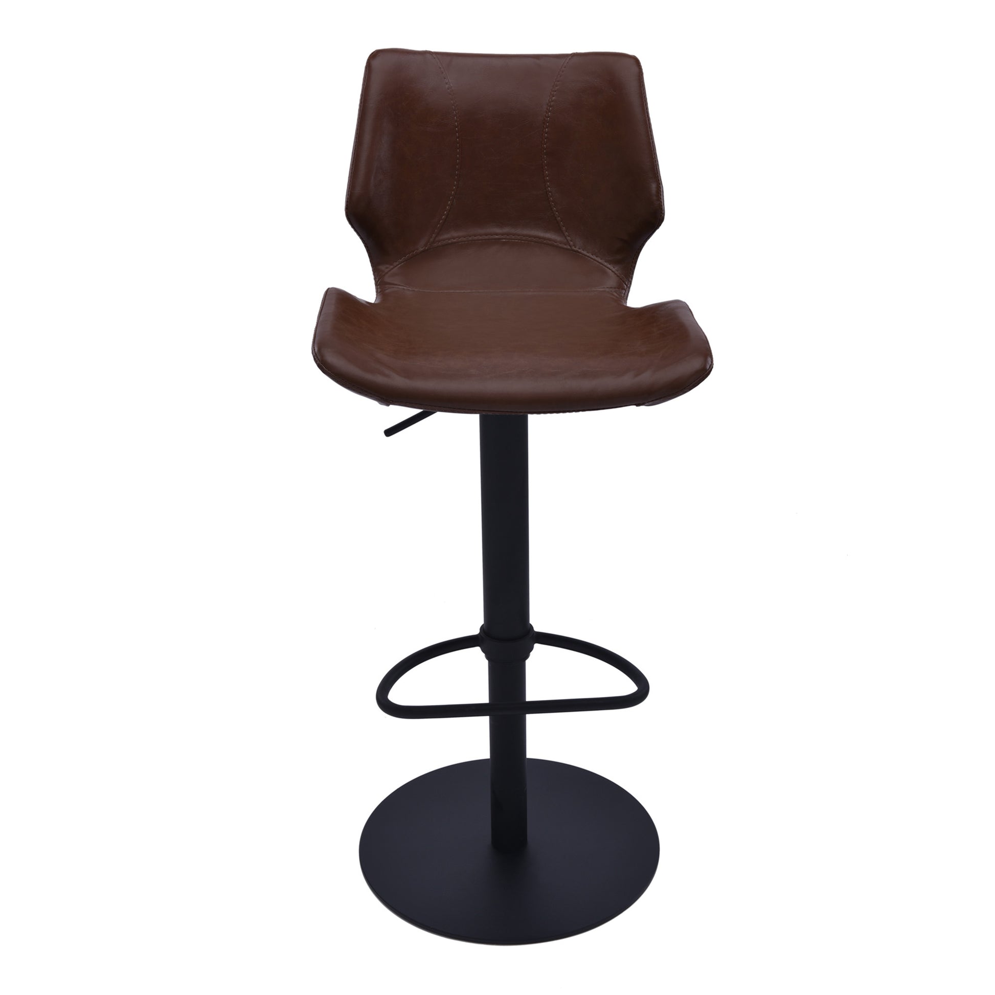 Coffee & Black Faux Leather & Iron Swivel Low Back Adjustable Height Bar Chair