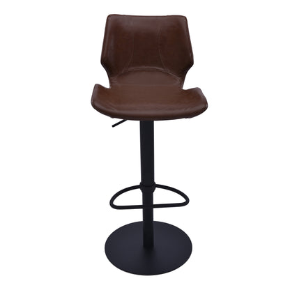 Coffee & Black Faux Leather & Iron Swivel Low Back Adjustable Height Bar Chair