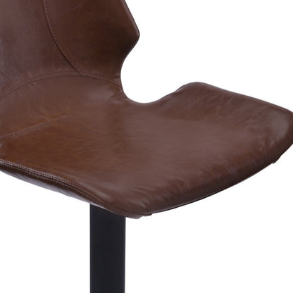 Coffee & Black Faux Leather & Iron Swivel Low Back Adjustable Height Bar Chair