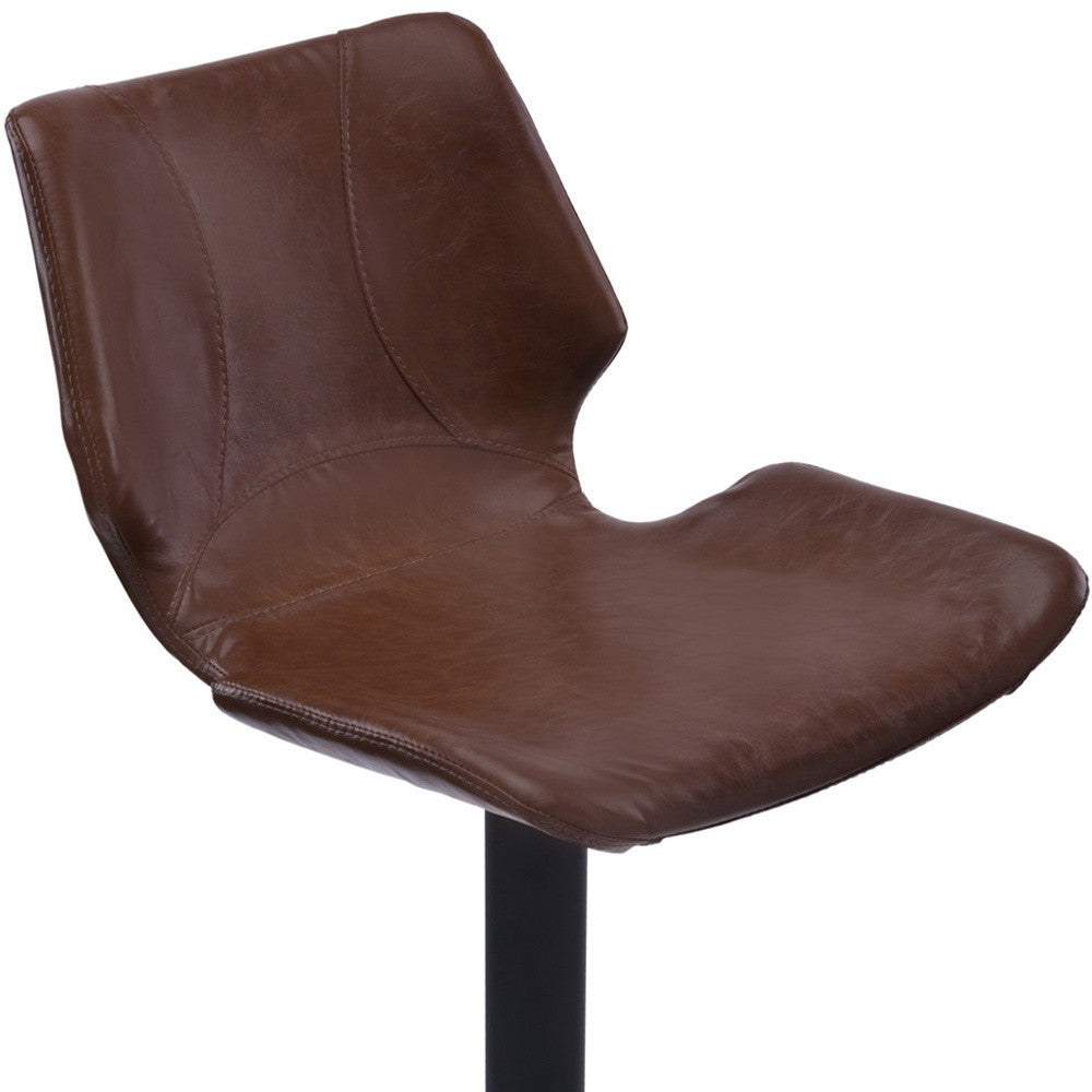 Coffee & Black Faux Leather & Iron Swivel Low Back Adjustable Height Bar Chair