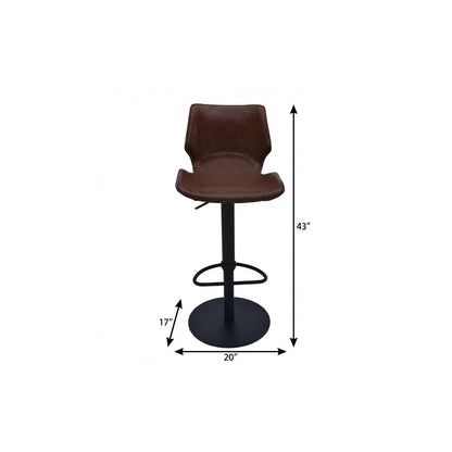 Coffee & Black Faux Leather & Iron Swivel Low Back Adjustable Height Bar Chair