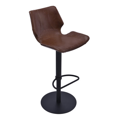 Coffee & Black Faux Leather & Iron Swivel Low Back Adjustable Height Bar Chair