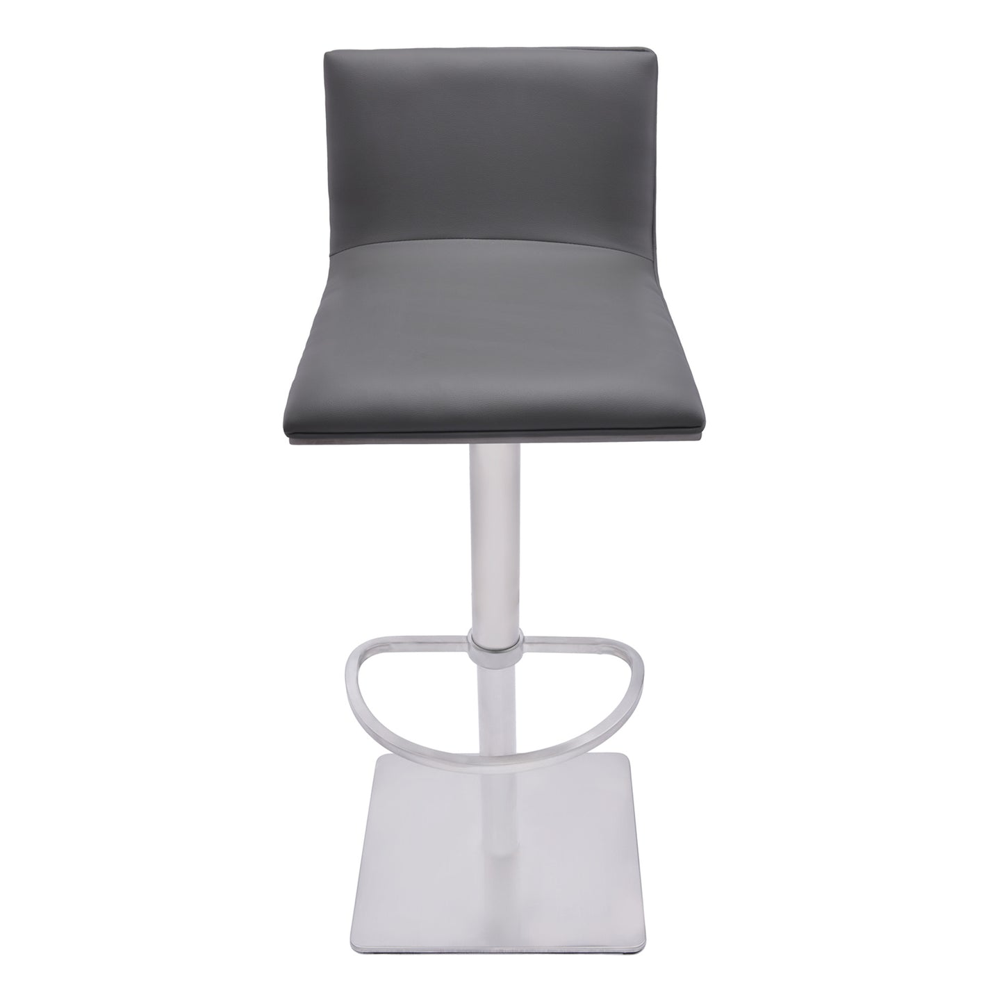 Gray & Silver Iron Swivel Backless Adjustable Height Bar Chair