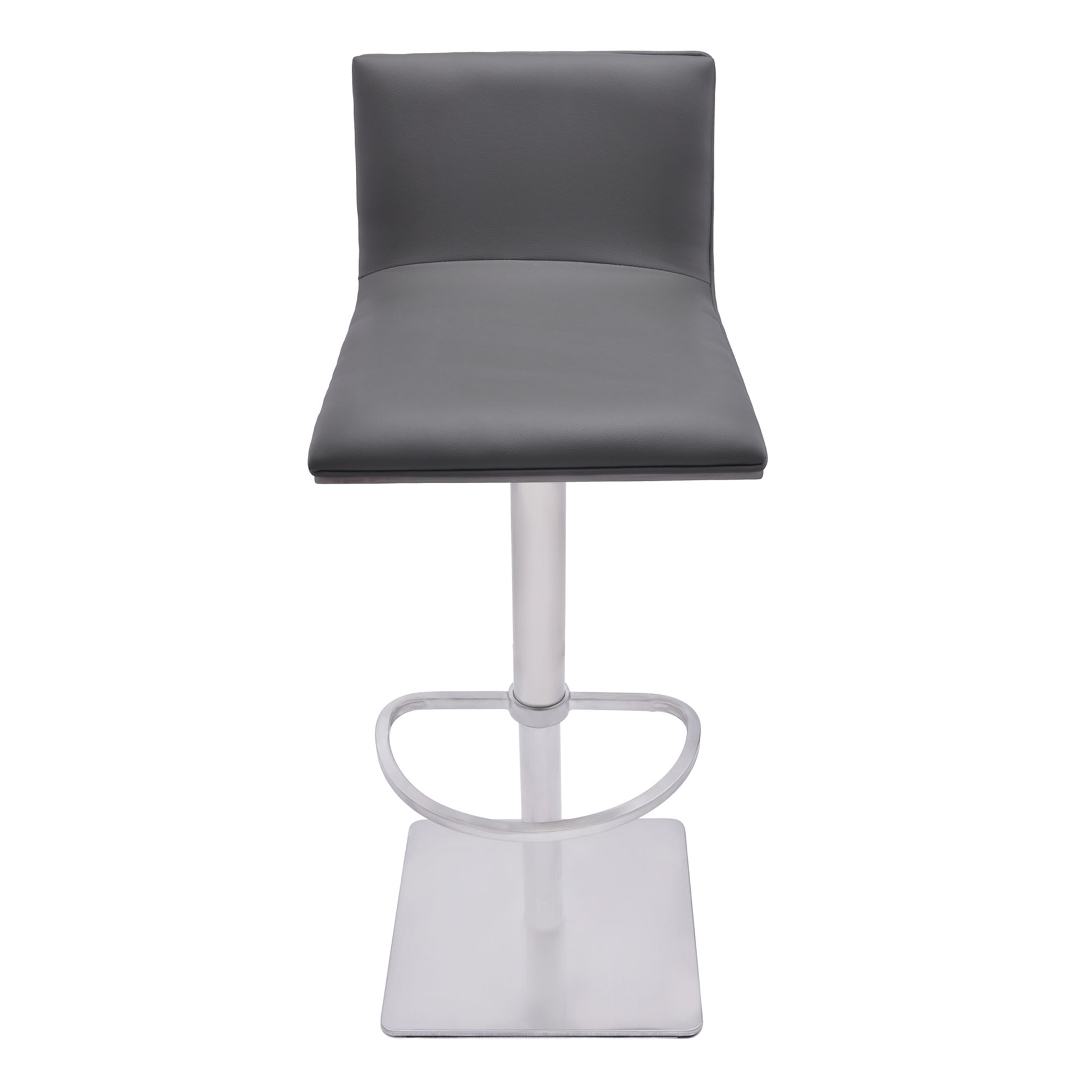 Gray & Silver Iron Swivel Backless Adjustable Height Bar Chair