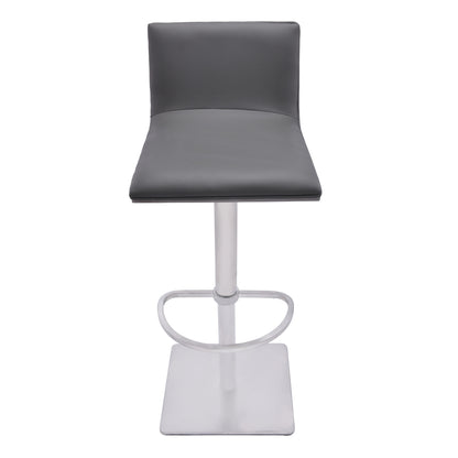 Gray & Silver Iron Swivel Backless Adjustable Height Bar Chair