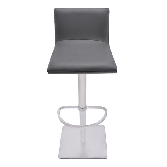 Gray & Silver Iron Swivel Backless Adjustable Height Bar Chair