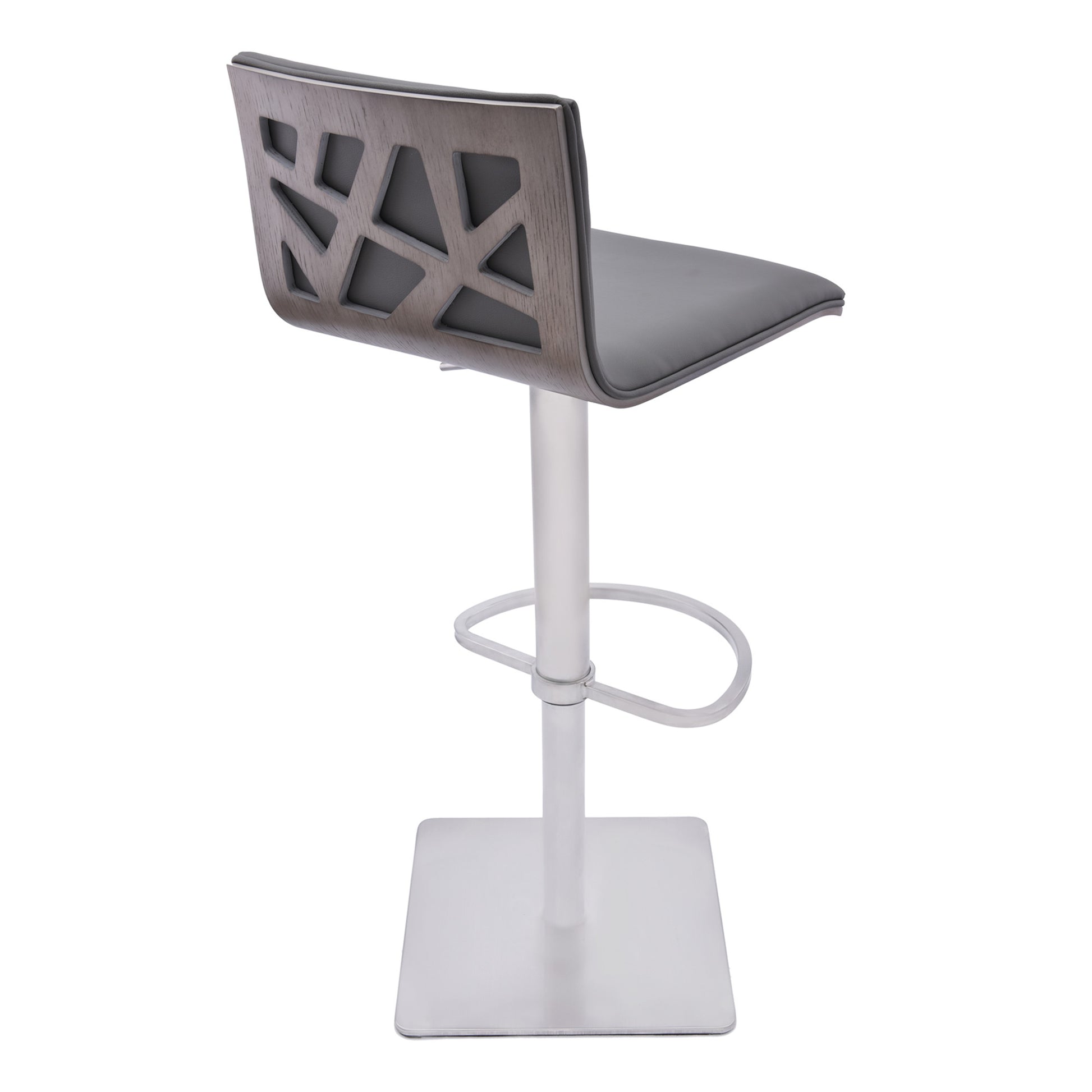 Gray & Silver Iron Swivel Backless Adjustable Height Bar Chair