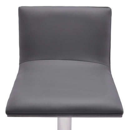 Gray & Silver Iron Swivel Backless Adjustable Height Bar Chair