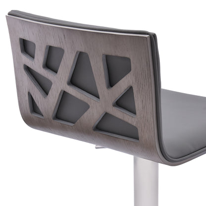 Gray & Silver Iron Swivel Backless Adjustable Height Bar Chair