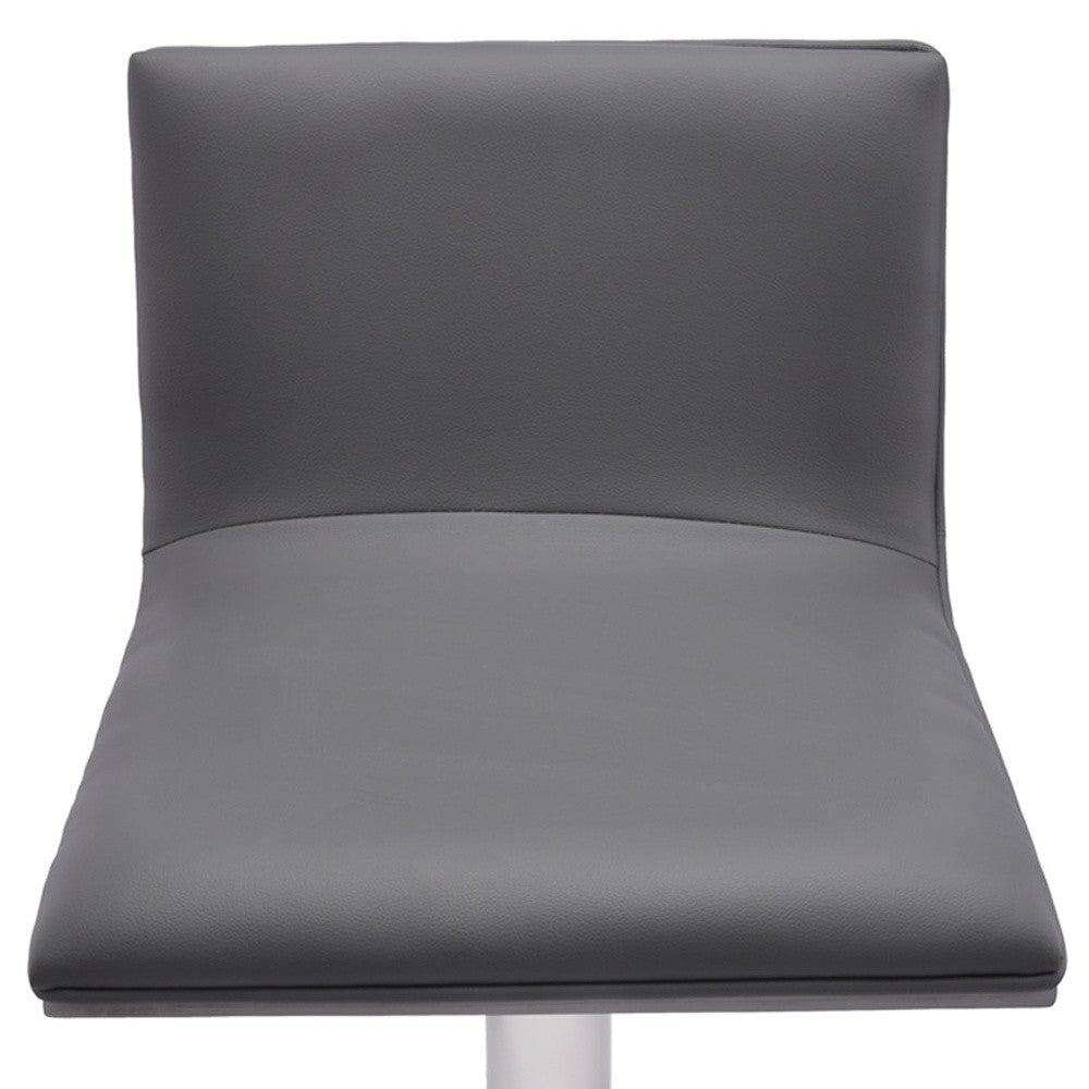 Gray & Silver Iron Swivel Backless Adjustable Height Bar Chair