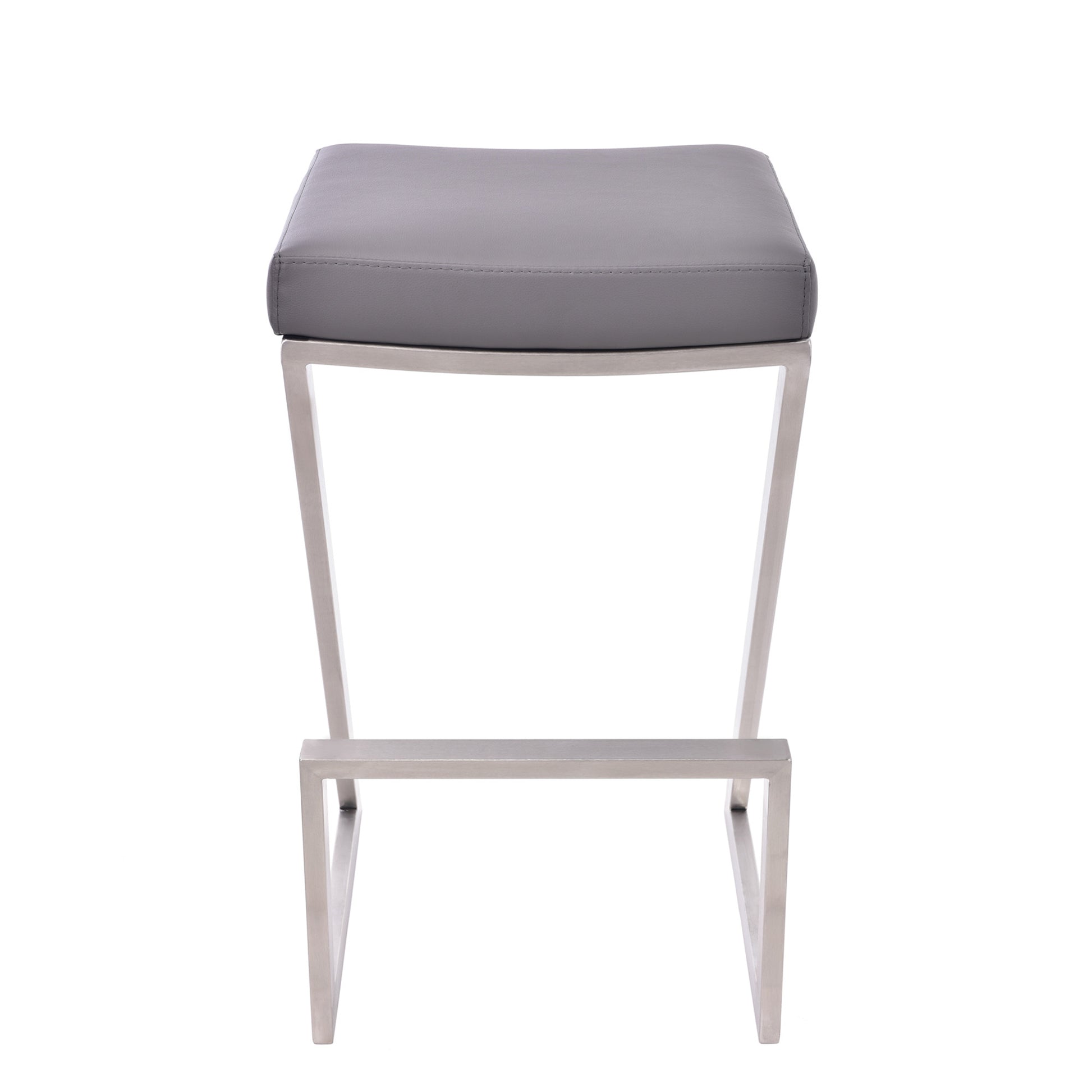 Gray & Silver Iron Backless Counter Height Bar Chair