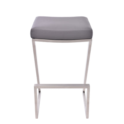 Gray & Silver Iron Backless Counter Height Bar Chair