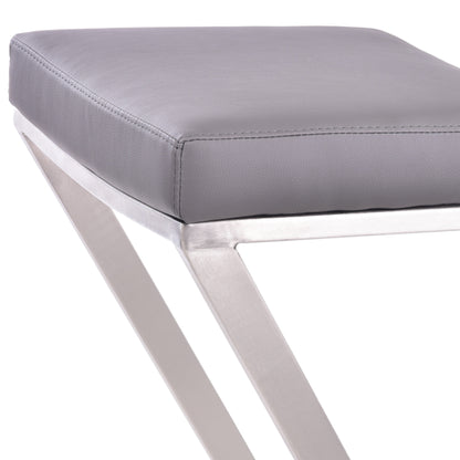 Gray & Silver Iron Backless Counter Height Bar Chair