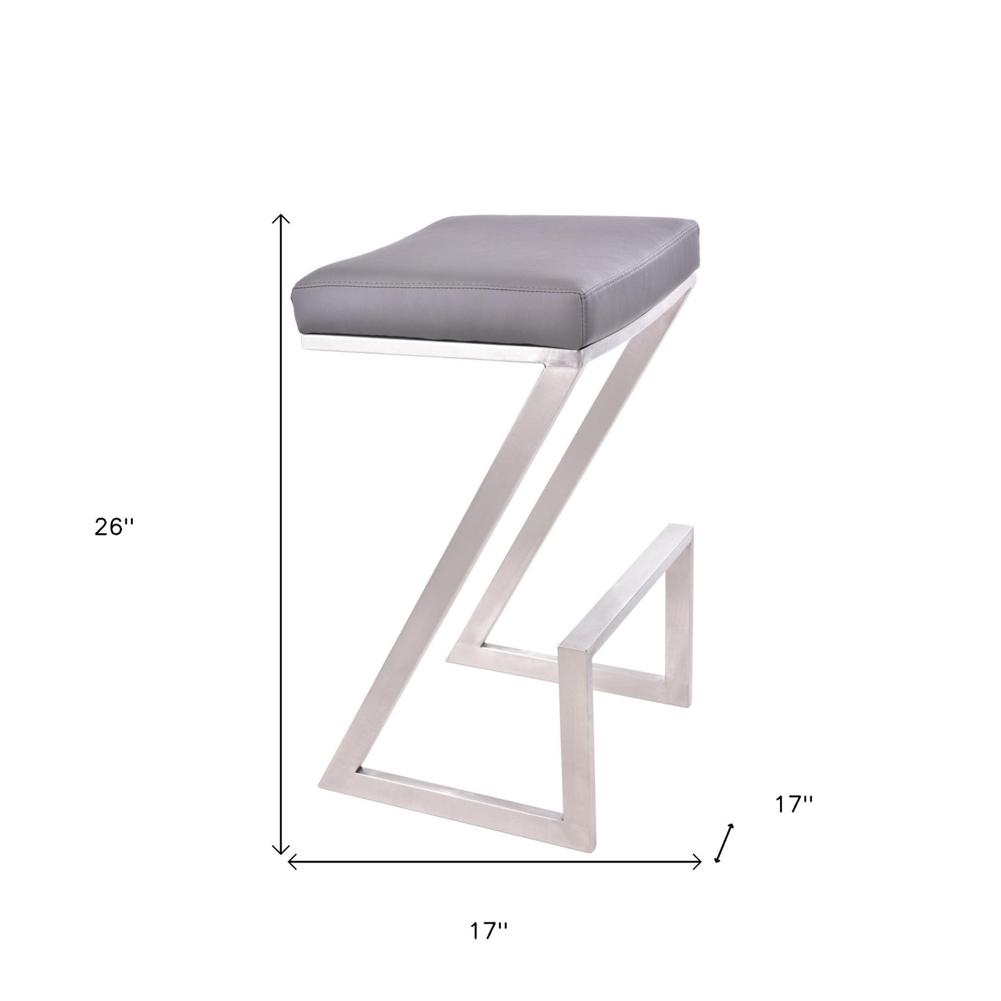 Gray & Silver Iron Backless Counter Height Bar Chair