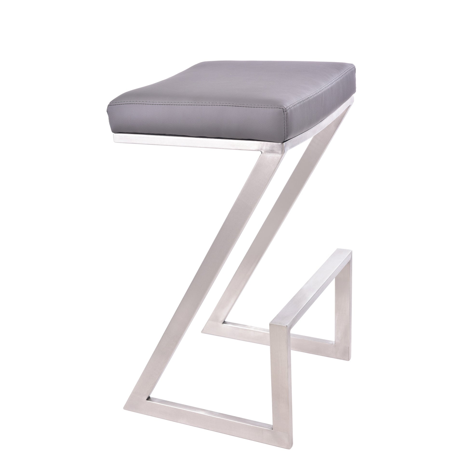 Gray & Silver Iron Backless Counter Height Bar Chair