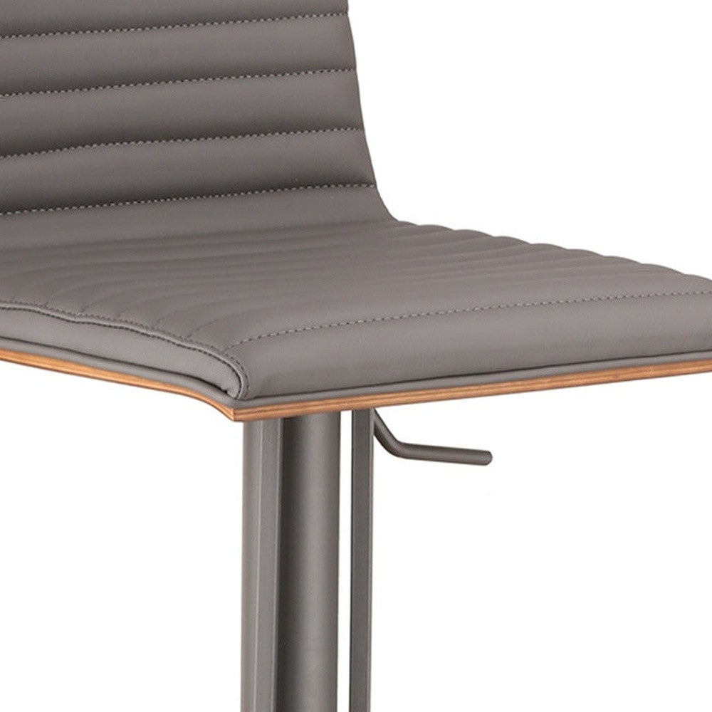 Gray Iron Swivel Low Back Adjustable Height Bar Chair