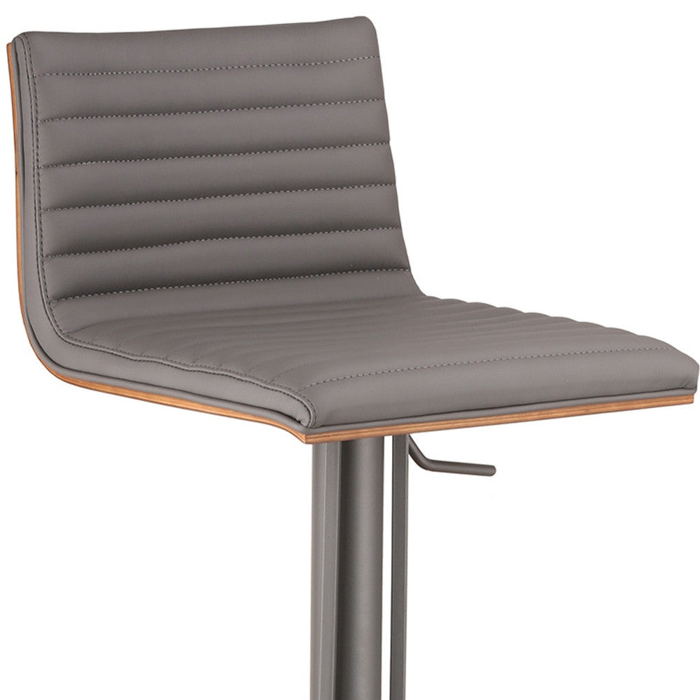 Gray Iron Swivel Low Back Adjustable Height Bar Chair