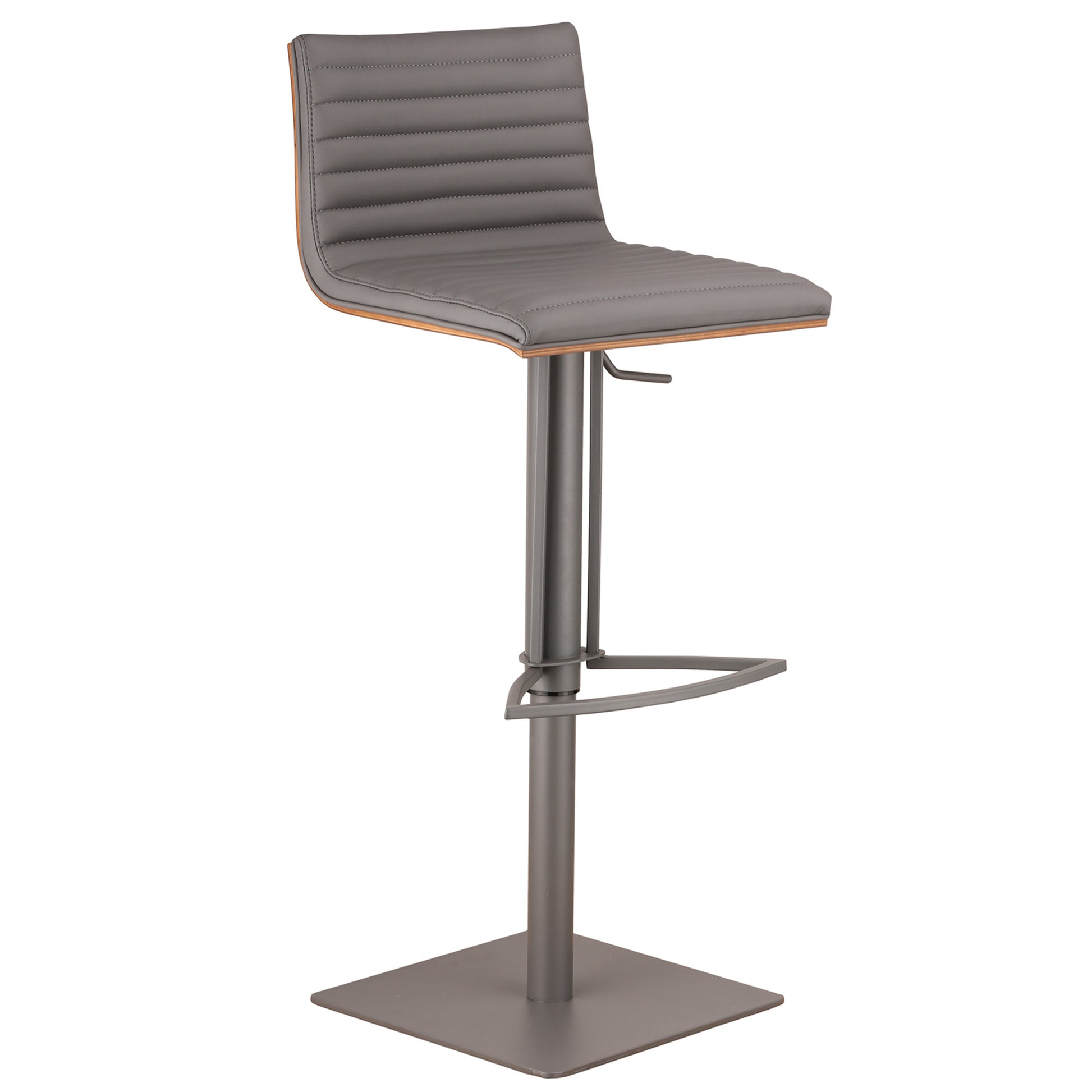 Gray Iron Swivel Low Back Adjustable Height Bar Chair