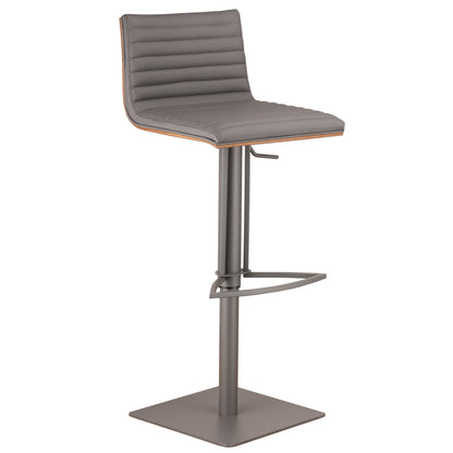 Gray Iron Swivel Low Back Adjustable Height Bar Chair