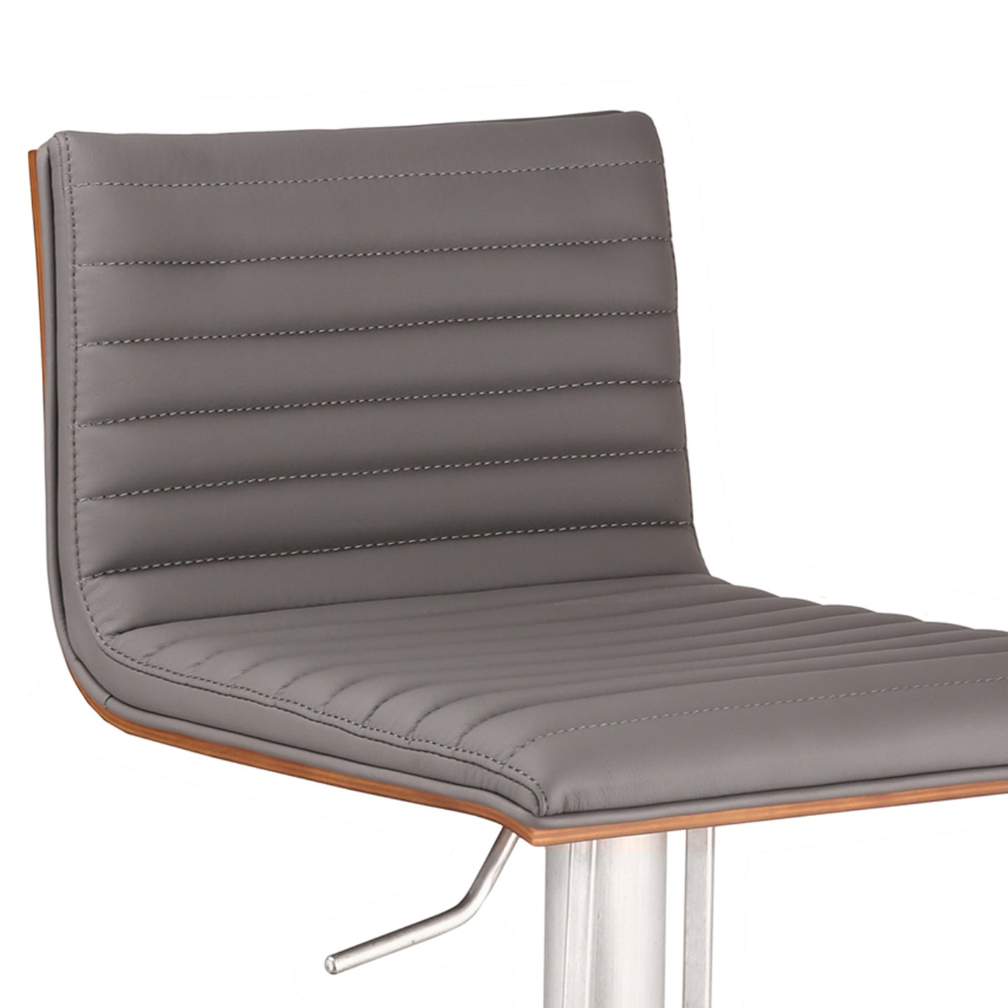 Gray & Silver Iron Swivel Low Back Adjustable Height Bar Chair