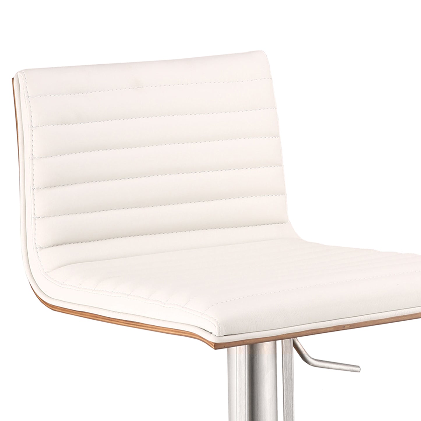 White & Silver Iron Swivel Low Back Adjustable Height Bar Chair