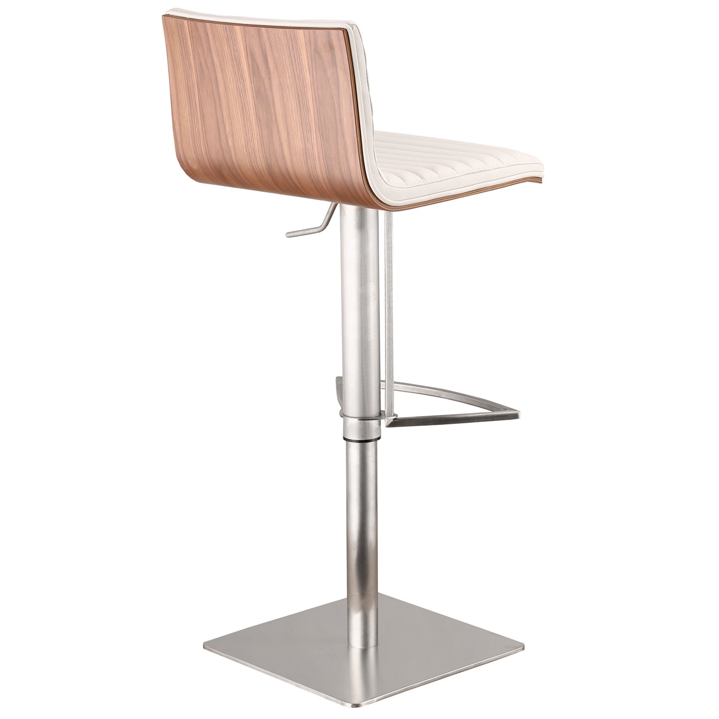 White & Silver Iron Swivel Low Back Adjustable Height Bar Chair