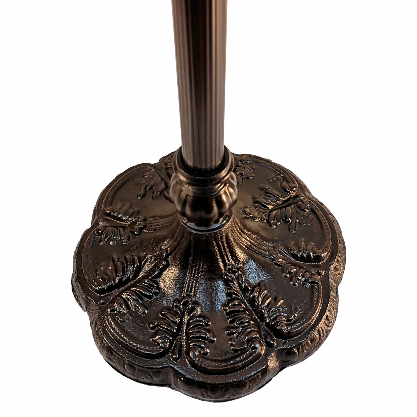Brown Floor Lamp w/ Green & Brown Tiffany Glass Bowl Shade